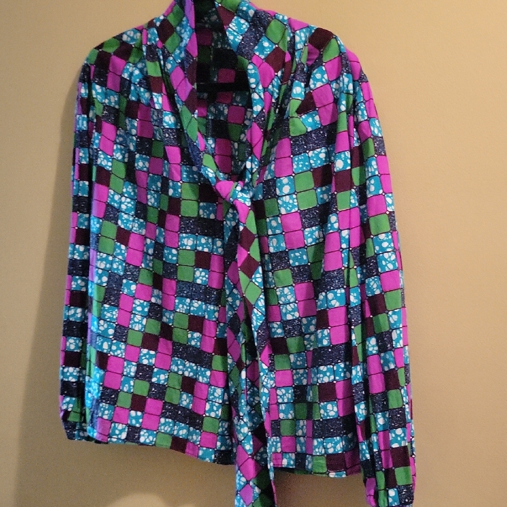 Colorful Checkered Women's Blouse
